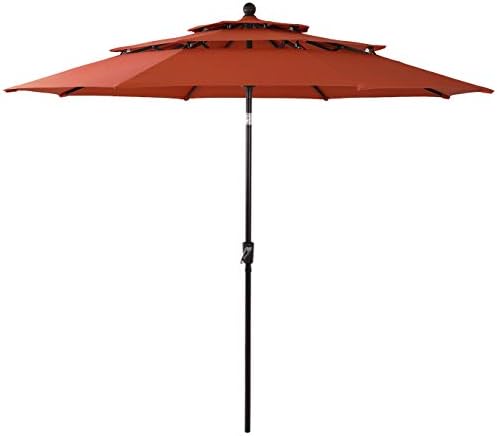 Amazon Com Phi Villa 10ft 3 Tier Auto Tilt Patio Umbrella Outdoor Double Vented Umbrella Orange Red Garden Outdoor