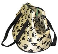 TBC Pet Carrier Tote Bag: 18" X 10" X 10" with 30" Strap. Paw Print Travel Carrier Tote Bag with Special Zippered Compartment Outside Bottom of Tote Bag for Dog Treats, Dog Toys, Keys, Wallet, Glasses, Etc.