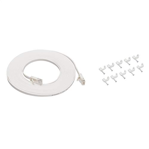 Amazon Basics Flat RJ45 Cat-6 Gigabit Ethernet Patch Internet Cable - 25 pies (incluye 10 clavos)