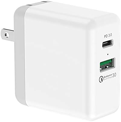 USB C Charger,DualAxon 18W QC 3.0 Wall Charger,27.6W PD USB C Quick Charger,Compatible with iPhone X/XS,iPad Pro,MacBook,Samsung S9/Note 8,LG ThinQ and More(White)