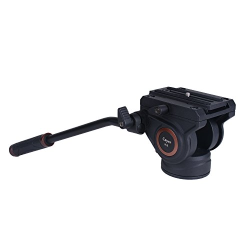 Cayer K3 Fluid Drag Pan Head for Video Tripod Monopod with 1/4 and 3/8 inches Screws Sliding Plate for DSLR Cameras Video Camcorders Shooting Filming, Max Loading 13.2LB