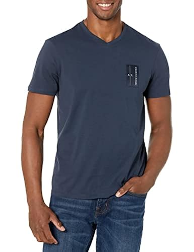 A|X ARMANI EXCHANGE mens Label Patch V-neck T-shirt T Shirt, Outer