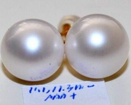 Luxury Noble Jewelry Charming Pair 11-12mm South sea White Pearl Earring 18 k Yellow - (Metal Color: Gold-Color, Main Stone Color: Purple)