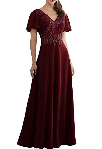 EEFZL Women's Lace Appliques Mother of The Bride Dress Chiffon Beaded