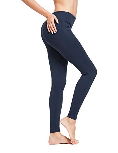 BALEAF Women's Ankle Legging Athletic Yoga Hiking Workout Running Pants Inner Pocket Non See-Through Dark Blue Size L