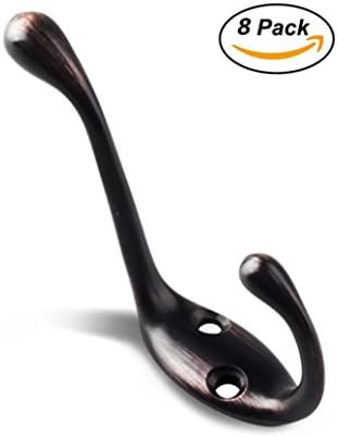 Wall Coat Hook / Hat Hook - Oil-Rubbed Bronze - Wall Mounted (Screws included), Pack of 8