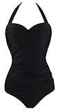 UniSweet Women Retro One Piece Halter Pin Up Monokini Swimsuits