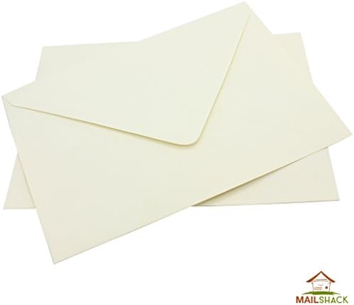 Soft Cream Greeting Card Plain Envelopes 90gsm with Gummed Diamond Flap, Size 130mm x 184mm (5" x 7"). Perfect for Cards, Wedding Invites, Greetings and More! by Mailshack (10)