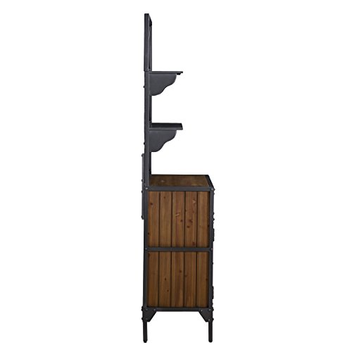 Furniture HotSpot Bakers Rack- Black w/Natural Pine - 27” W x 14.5” D x 65.25” H