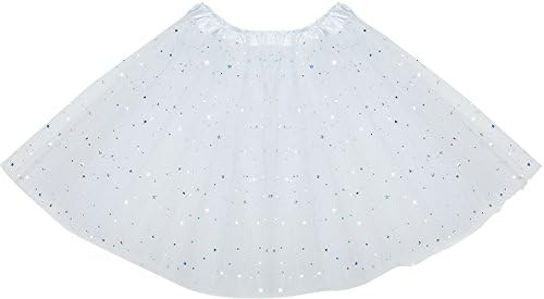 Suoozy Women's Tulle Tutu Skirt Shiny Sequins 3-Layered Classic Party Costume Dance Skirts-Z White
