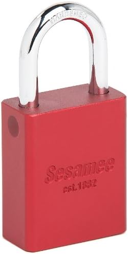 Sesamee 90112 KA Aluminum Rekeyable Safety Lock-Out with 1-1/2-Inch 40mm wide Padlock and 1-Inch Hardened Steel Shackle, Red
