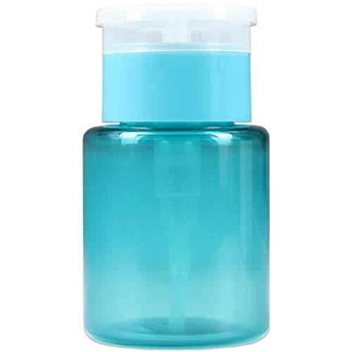 3oz Push Down Pump Dispenser Flip Top Cap Refillable Empty Bottle - Color: Teal - Lockable Travel Cosmetic Packaging Empty Bottle for Nail Polish Manicure