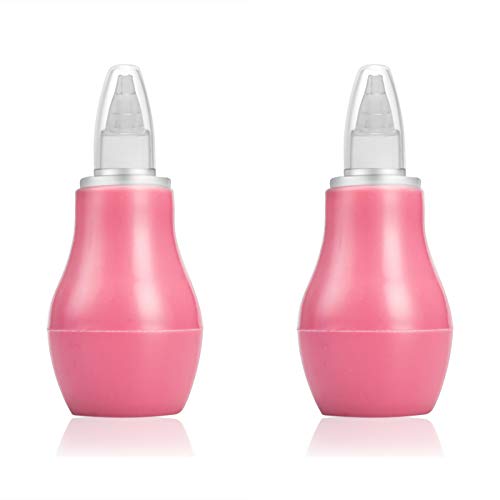 LANEYLI Baby Nasal Aspirator Nose Cleaner Ear Syringe Bulb Syringe Nasal Snot Sucker Remover for Newborn Baby Toddlers BPA Free Cleanable and Reusable Pink Pack of 2