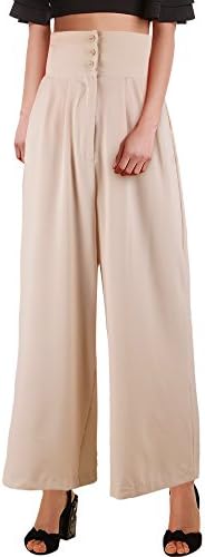 DELUXSEY High Waisted Pants Wide Leg for Women Ankle Pants Women Work (Beige, M)