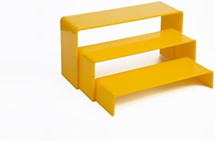 Acrylic Display Seperate Risers 3-Pack Yellow Color for Food,Store,Collectibles,Jewelry,Cosmetics,Gifts Display