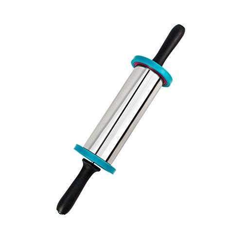 Fan-Ling Professional Stainless Steel Rolling Pin with Thickness Rings ,Large Duty Adjustable Roller,Fit for Fondant, Pie Crust, Cookie, Pastry, Pasta, Pizza Dough (B)