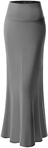 URBAN KWomens Basic Foldable High Waist Regular and Plus Size Maxi Skirts