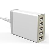 USB Charger,Aonear 40W 5-Port Desktop USB Charger with 4 Ft Detachable Power Cord，PowerPort 5 for iPhone , Galaxy , LG, Nexus, HTC and More
