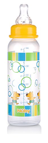 Nuby Printed Non-Drip Bottle, 8 Ounce, Colors May Vary