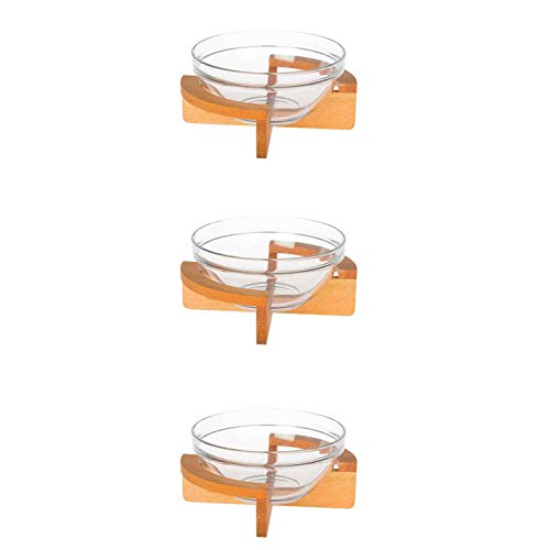 Tapas, Salad Serving Bowl Set of 3 | Decorative Glass Dish,Wooden Display Stand | Appetizer, Snack, Chips, Fruit, Cookie, Nuts | For Party