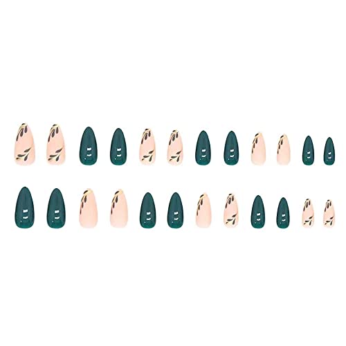 Magrace Press on Nails Medium Almond Fake Nails French Tips False Nails with Designs 24 pcs Stick on Nails for Women - Image 5