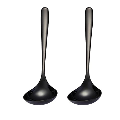 MBBITL 2-Pack Black Soup Ladle 304 Stainless Steel