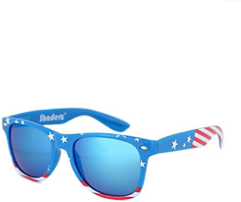 SHADERZ Classic Eyewear Retro 80's American USA Flag 4th of July Frame Sunglasses