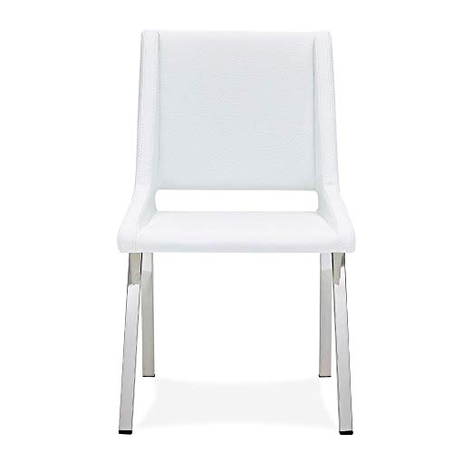 Zuri Modern Fiore Dining Chair in White Leatherette and Chrome Pricepulse