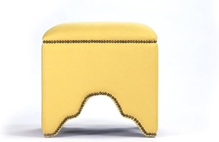 Zentique Willem Cubic Stool, Yellow Linen