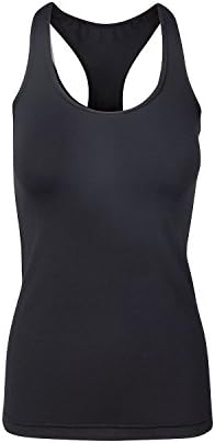 Yoga Athletic Womens Racerback Tank Top - Ultra Soft BodyFit Shape for Exercise (Large, Black)