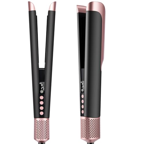 2 in 1 Air Hair Straightener and Dryer – Dry and Wet Hair Irons, No Heating Plate/No Heat Damage, 110,000 RPM Brushless Motor, 4 Temperatures and 3 Speeds, 1300W