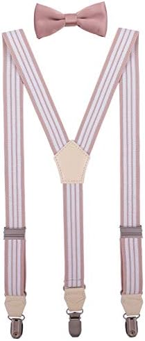 CEAJOO Men Boys Bow Tie and Suspenders Set Adjustable Y Back