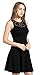 Sylvestidoso Women's A-Line Sleeveless Pleated Little Black Cocktail Party Dress with Floral Lace (M, Black)