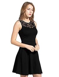 Vestido de cóctel sin mangas plisado sin mangas de Sylvestidoso para dama con encaje floral