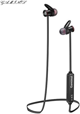 GAMINOL Bluetooth Headphones, Best Wireless Sports Earphones w/ Mic IPX5 Waterproof HD Stereo Sweatproof Earbuds for Gym Running Workout 11Hour Battery Noise Cancelling Headsets（black)