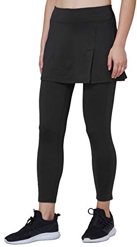 slimour Women Skirts with Leggings Fleece Lined Leggings with Pockets Yoga Pants with Skirt Black L - Thumbnail 5