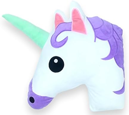 Unicorn Throw Pillow, 15" Emoji Plush Pillow for Couch, Home Decorations and Birthday Party Supplies Favors, Unicorn Shape