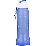 Foldable Silicone Sports Water Bottle BPA Free FDA Approved 100% Food Grade Silicone, Collapsible Unbreakable Leak Proof Reusable Ice Pack 17 Oz 500ml