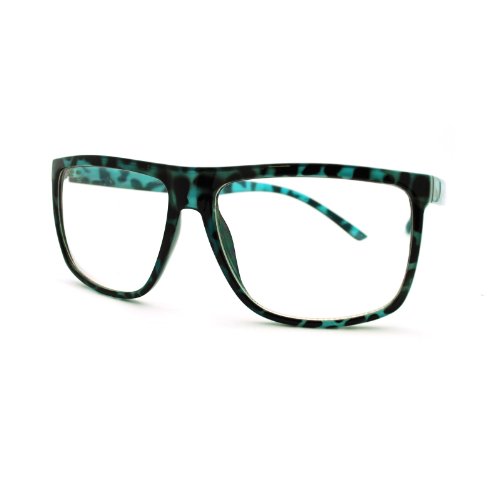 Oversized Clear Lens Glasses Nerdy Square Rectangular Eyeglasses Blue Tort