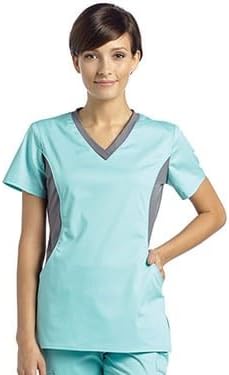 Allure By White Cross Women's Contrast Jersey Neck Solid Scrub Top