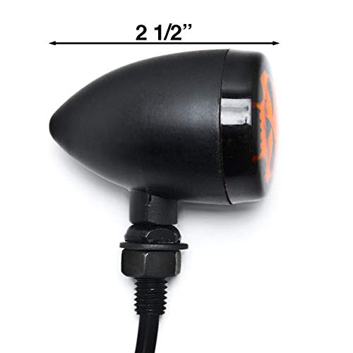 Krator 2pcs Skull Lens Black Motorcycle Turn Signals Bulb Indicators Blinkers Lights - Thumbnail 3