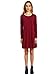 Romwe Women's Casual Plain Long Sleeve Loose Tunic T-Shirt Dress Burgundy S