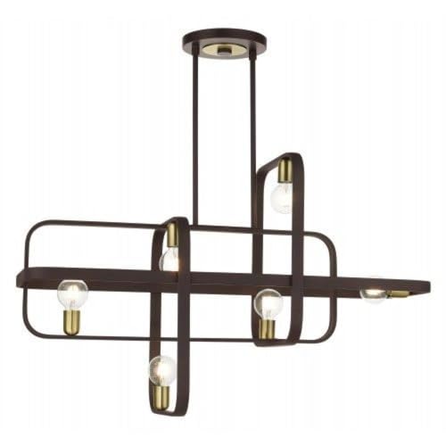 Livex Lighting 6-Light Linear Chandelier, Bronze/Antique Brass