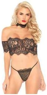 3 PC Eyelash Lace Crop Top Set