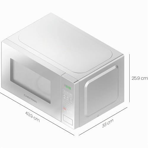 Chefman Microwave 20 L, 800 W, 6 Presets, 10 Power Levels | Digital display, eco mode, memory function, mute, child lock