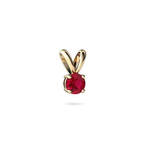 14kt Yellow Gold Lab Ruby 4mm Round Solitaire Pendant