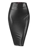 Doublju Womens Slim Fit Faux leather Pencil Midi Skirt