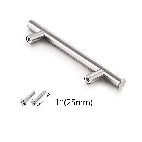 Aimyoo Cabinet Handles - Pack of 30 Stainless Steel Hollow Tube T Bar Drawer Pulls Cupboard Knob for Kitchen Furniture Hardware (Overall Length: 8", Hole Center: 5")