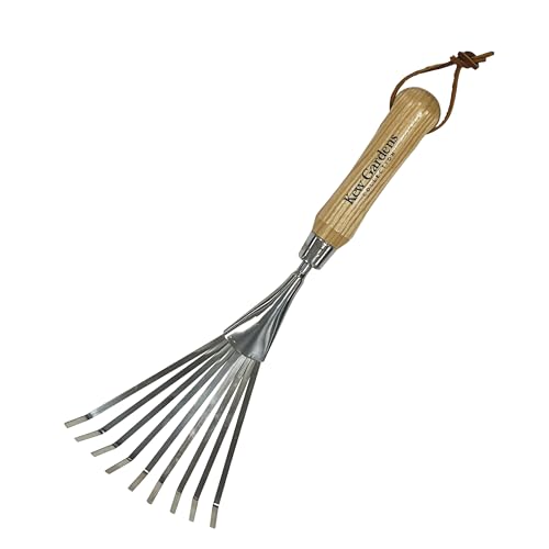 Spear & Jackson 5200KEW Kew Gardens Collection Mini Border Rake - Compact Stainless Steel Hand Garden Rake - Narrow Tines for Lawn Edges, Flowerbeds & Paths, Hardwood FSC® Handle, Rust-Resistant