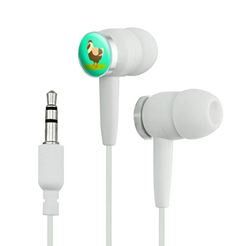 Chicken in Profile Novelty In-Ear Earbud Headphones - White